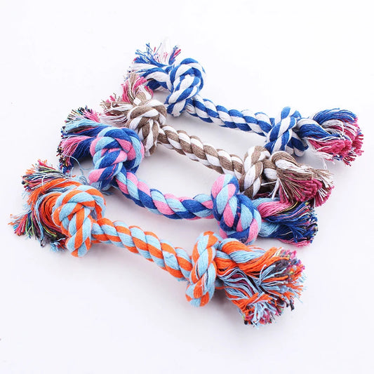 Random Color Pet Dog Toy Double Knot Cotton Bite Rope