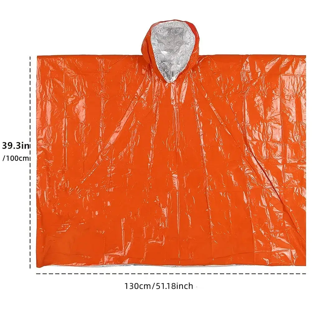 LIFE poncho Emergency Survival Thermal Survival Space Blanket Raincoat Heat Reflective orange emergency poncho with hood