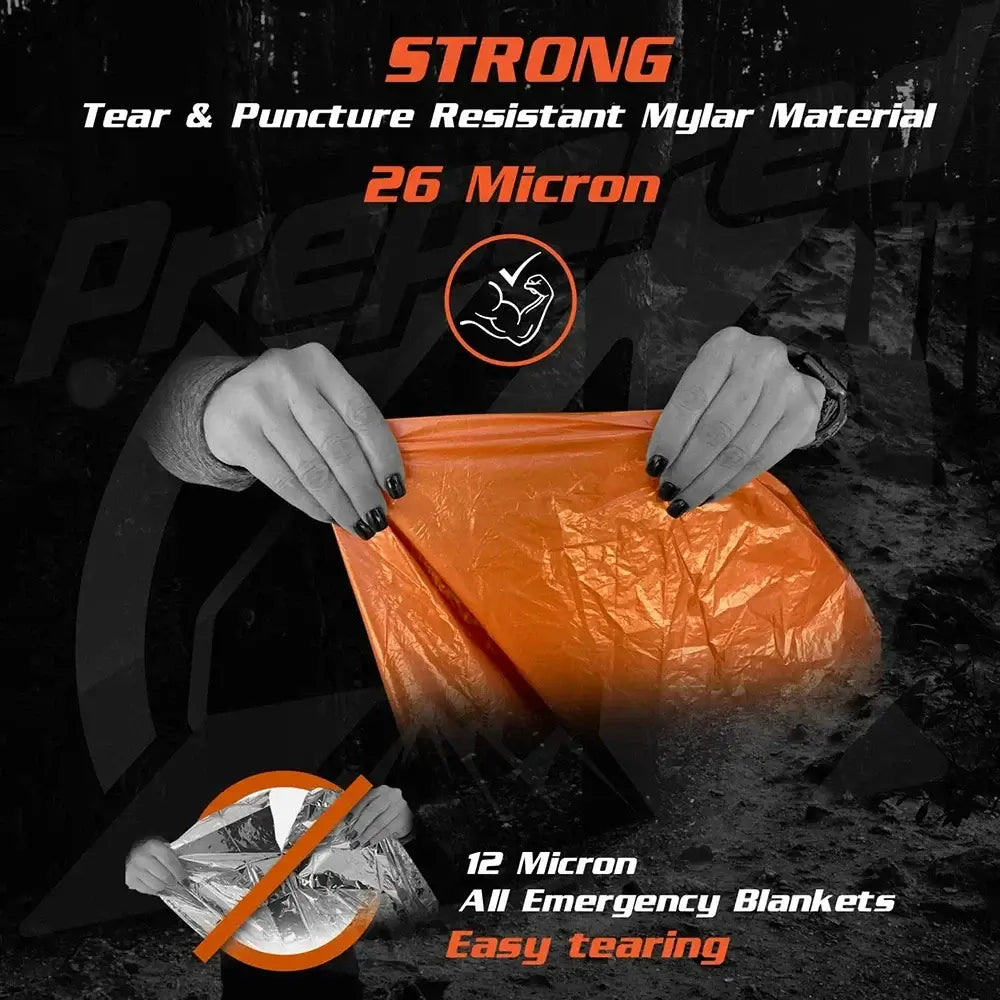 LIFE poncho Emergency Survival Thermal Survival Space Blanket Raincoat Heat Reflective shown with strong 26 micron Mylar material