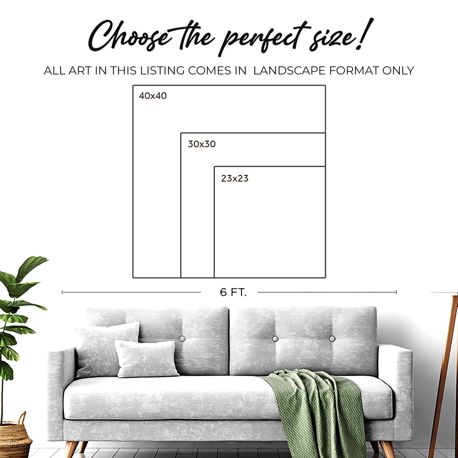 Choose the perfect size for Customized Pet Portrait Abstract Wall Art in different landscape formats.