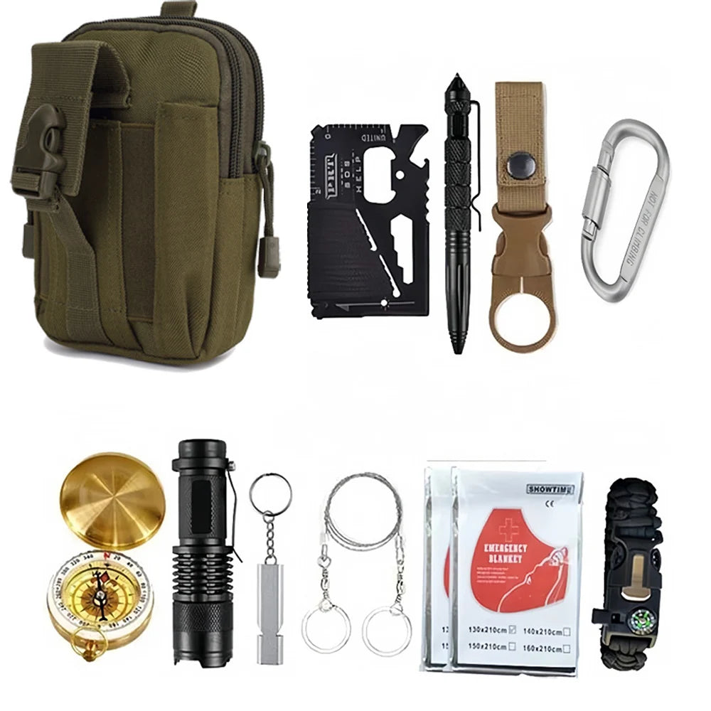 Outdoor Adventure Survival Kit SOS Emergency First Aid Kit Camping Bag