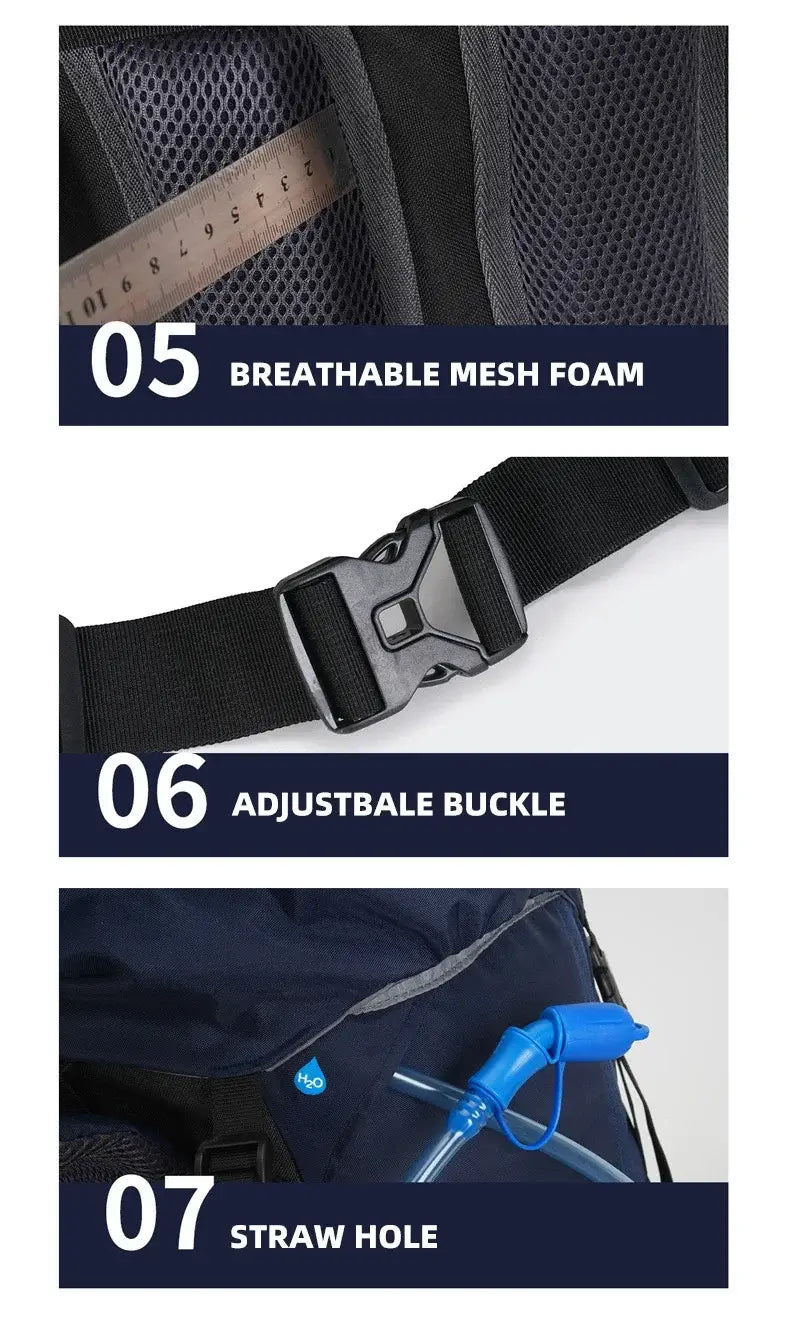 Outdoor Camping Climbing Trekking Bag - Hiking Backpack With Rain Organizer Daypack Travel Luggage Rucksack