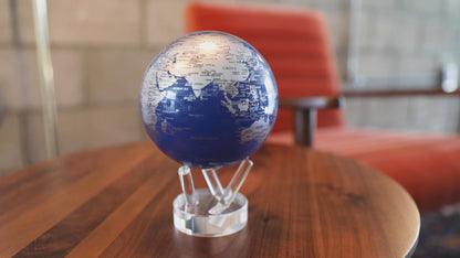 Blue and Silver Earth Rotating World Globe by MOVA