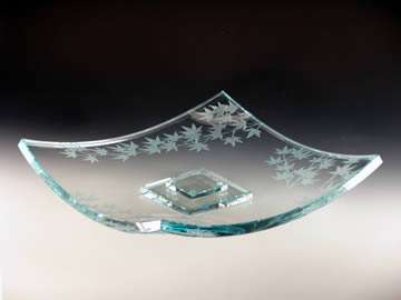 Japanese Maple Square Platter by Schlanser Glass