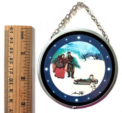 Child on Sled Christmas Ornament - Glassmasters Stained Glass
