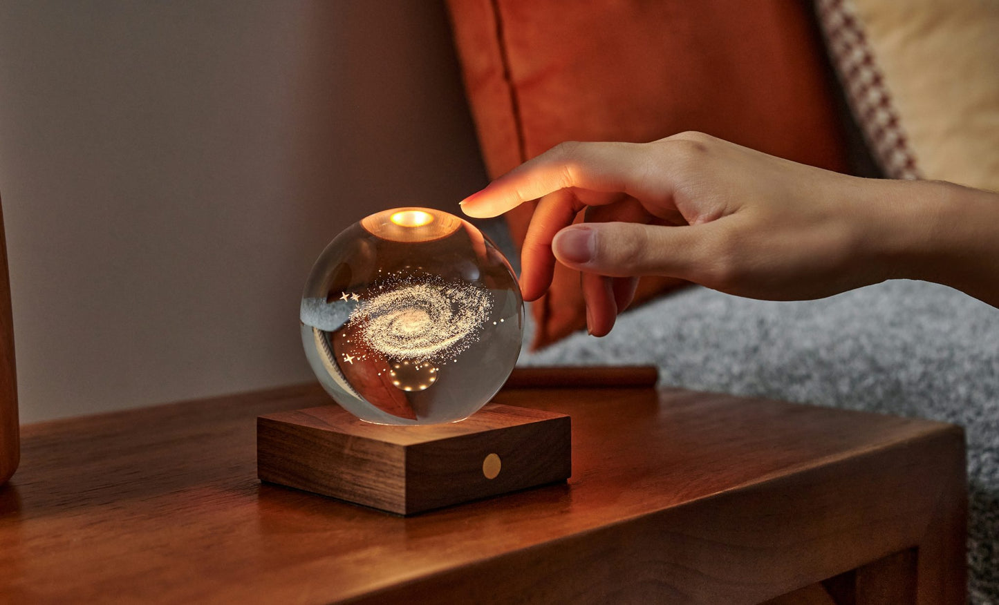 Ginko Design Amber 3D Crystal Ball Light- night stand light, lamp