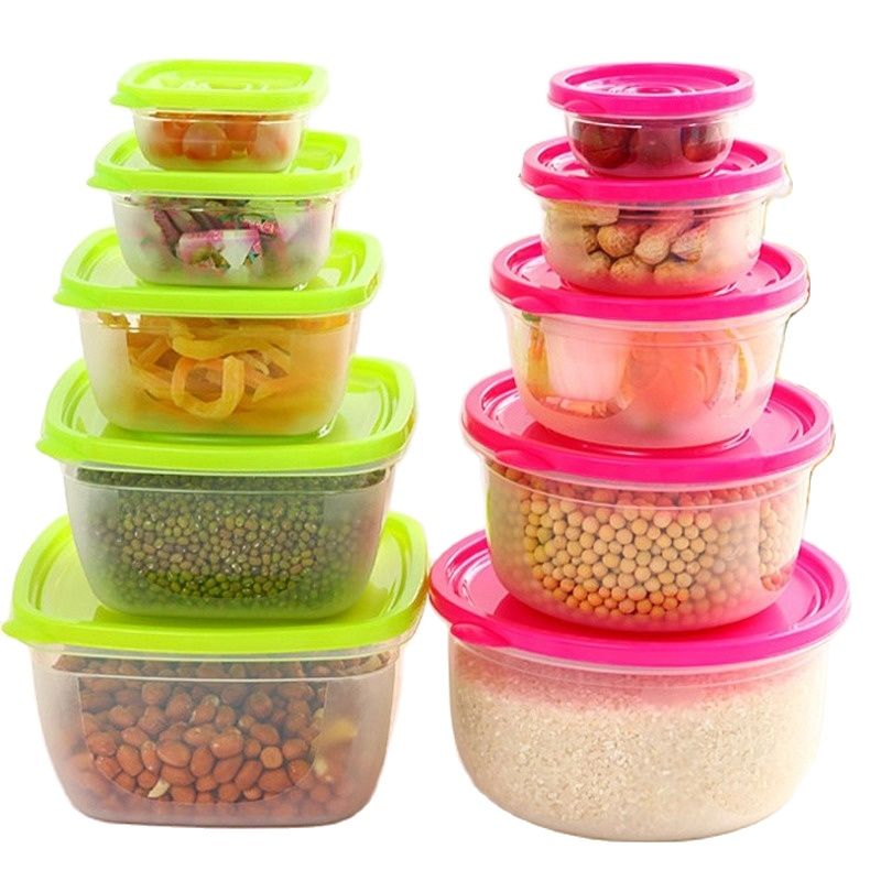 5 Pieces Sets plastic Lunch Box Portable Bowl  Food Container Lunchbox Eco-Friendly Food  Storage Boxes Kitchen Seal Box