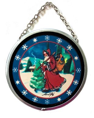 Santa with Christmas Tree Ornament - Glassmasters