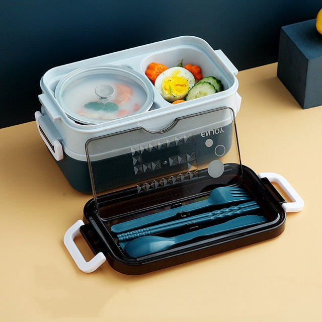 Double Layer Stainless Steel Lunch Box With Soup Bowl Leak-Proof Bento Box Dinnerware Set Microwave