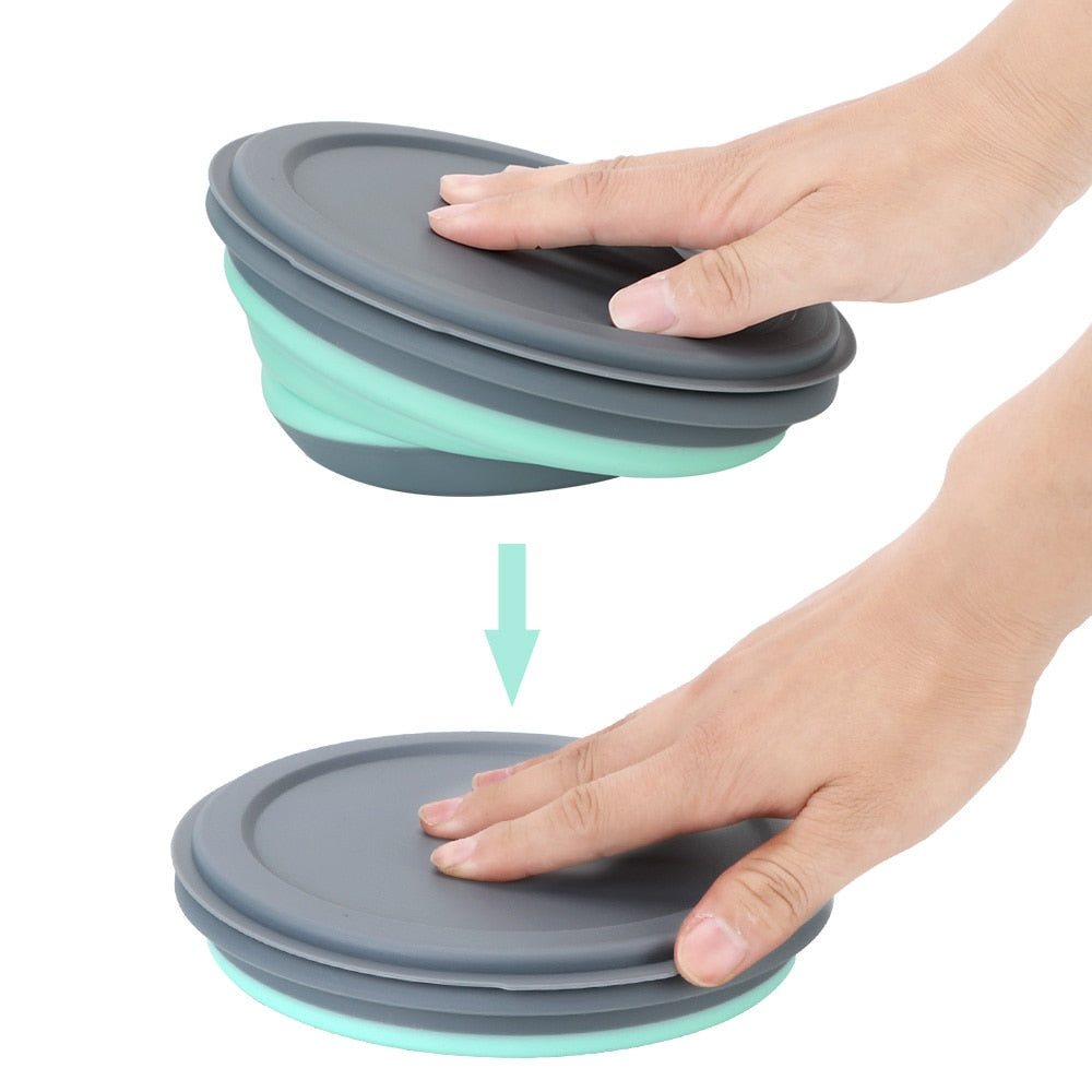 Camping Bowls With Lids, Foldable Silicone Collapsible Bowl, Lunch
