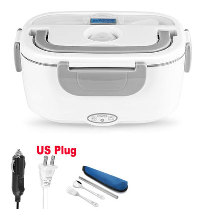 2 in 1 Home or Car Electric Lunch Box, Stainless Steel Food Heating Bento Box 12V 24V 110V 220V Food Heated Warmer Container Set
