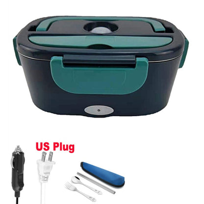 2 in 1 Home or Car Electric Lunch Box, Stainless Steel Food Heating Bento Box 12V 24V 110V 220V Food Heated Warmer Container Set