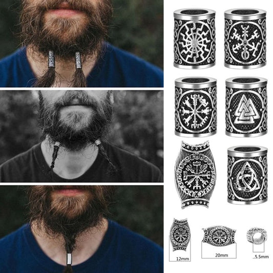 1-5pcs Viking Rune Hair Beard for Hair Braid Jewelry DIY Large Hole Bead Accessories